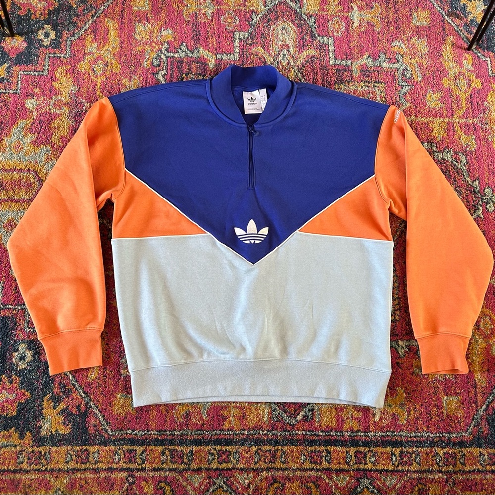 Adidas color block quarter zip sweatshirt, NWOT size L
